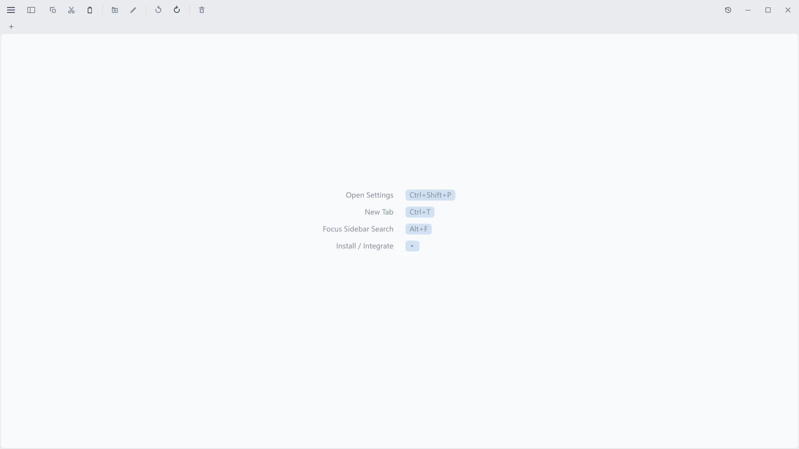 tessoa Start Page listing common actions and shortcuts