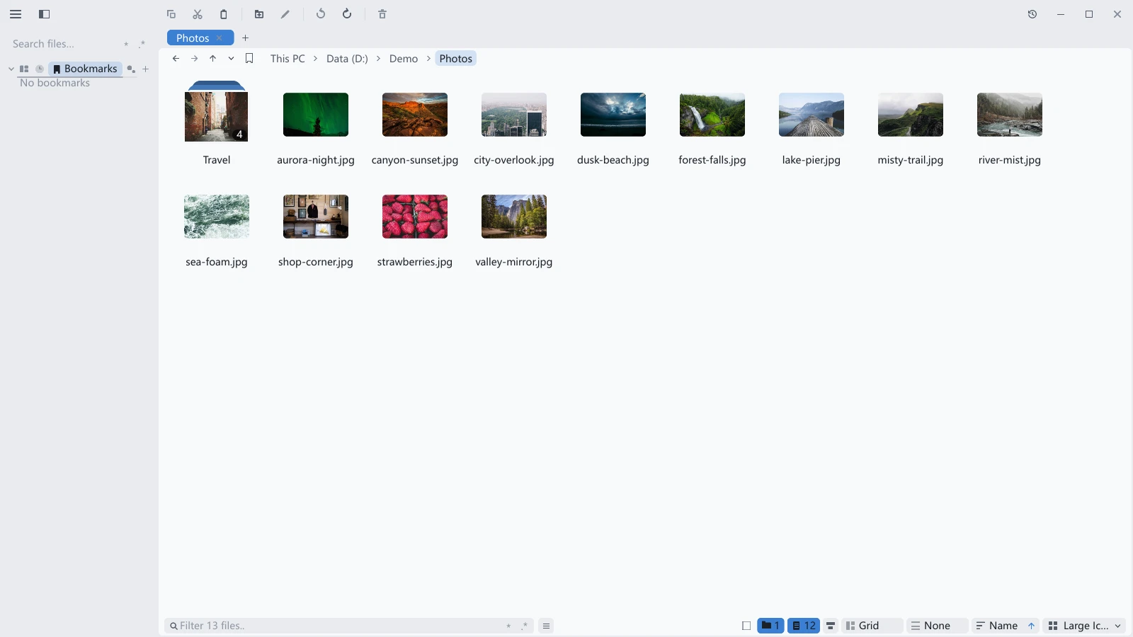 tessoa icons view showing photo thumbnails